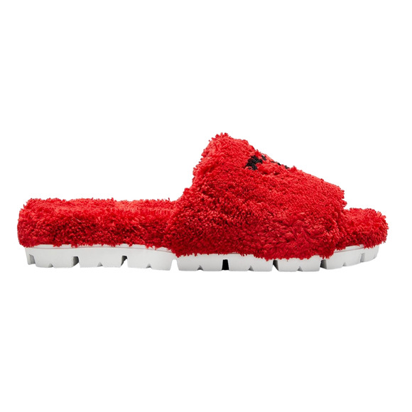 Prada Terry Cloth Roso Red Black Logo Slide Sandal Rubber Sole Flip Flop Flat 38 - Picture 1 of 11